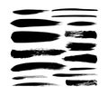 Vector grungy paint brush strokes collection. Calligraphy straight smears, stamp, lines. Royalty Free Stock Photo