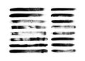 Vector grungy paint brush strokes collection. Calligraphy straight smears, stamp, lines. Royalty Free Stock Photo