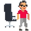 Vector of a guy relaxing. Happy and relax, in pixel art style. Bit. Pixel art - cool swag image