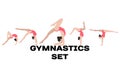 Vector gymnastics girl sport body set