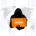 Vector-Hacker with computer wearing balaclava