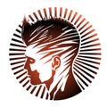 Vector hair man logo. Silhouette of hipster guy in profile for barber shop.