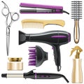 Vector Hair Styling Icons Royalty Free Stock Photo