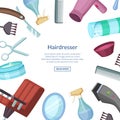 Vector hairdresser or barber cartoon elements background