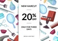 Vector hairdresser or barber cartoon elements sale background