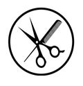 Vector Hairdressers silhouettes of the tools in the circle