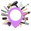 Vector Hairdressing Concept with Pick Point Royalty Free Stock Photo
