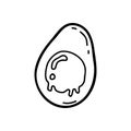 Vector half egg in doodle style. Isolated image on a white background. Egg icon.