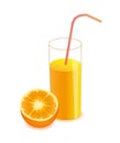 Vector half orange and orange juice on glass Royalty Free Stock Photo