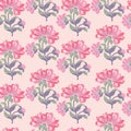 Vector half tone flower stripe seamless pattern background on light pink surface