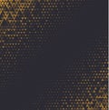 Vector halftone abstract background, black gold gradient gradation. Geometric mosaic triangle shapes monochrome pattern