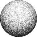Vector halftone abstract sphere of black random dots on white background, vector design element.