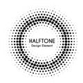 Vector halftone circle with text. Round dotted design element for banners