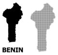 Vector Halftone Mosaic and Solid Map of Benin