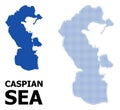 Vector Halftone Mosaic and Solid Map of Caspian Sea Royalty Free Stock Photo