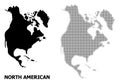 Vector Halftone Mosaic and Solid Map of North America Royalty Free Stock Photo
