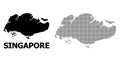 Vector Halftone Mosaic and Solid Map of Singapore