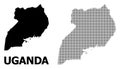 Vector Halftone Mosaic and Solid Map of Uganda