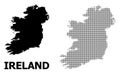 Vector Halftone Pattern and Solid Map of Ireland Island