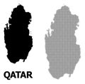 Vector Halftone Pattern and Solid Map of Qatar