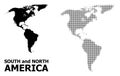 Vector Halftone Pattern and Solid Map of South and North America Royalty Free Stock Photo
