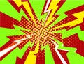 Vector halftone pop art comic style lightning explosion background Royalty Free Stock Photo