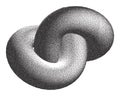 Vector Halftone Stippled Geometric Figure Illustration 3D Infinity Torus Knot Loop