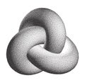 Vector Halftone Stippled Geometric Figure Illustration 3D Infinity Trefoil Torus Knot Loop