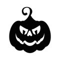 Vector halloween angry pumpkin black icon. Halloween party sign