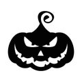 Vector halloween angry pumpkin black icon. Halloween party sign