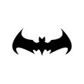 Vector halloween black bat animal icon or sign isolated on white background. vector bat silhouette with wings. Royalty Free Stock Photo