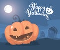 Vector halloween illustration of decorative orange pumpkin with Royalty Free Stock Photo