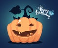 Vector halloween illustration of decorative orange pumpkin with Royalty Free Stock Photo