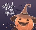 Vector halloween illustration of decorative orange pumpkin in wi Royalty Free Stock Photo