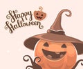 Vector halloween illustration of decorative orange pumpkin Royalty Free Stock Photo