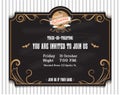 Vector,Halloween invitation card to party with vintage ornament Royalty Free Stock Photo