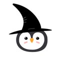 Vector Halloween penguin face in witch hat