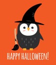 Vector Halloween penguin with lettering