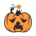 Vector of Halloween Pumpkin with Horror Tree