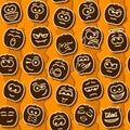 Vector Halloween Pumpkins Smileys Pattern