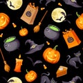 Halloween seamless background. Vector illustration. Royalty Free Stock Photo