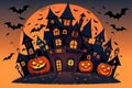 vector Halloween themed background illustration, AI generated Royalty Free Stock Photo