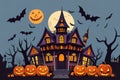 vector Halloween themed background illustration, AI generated Royalty Free Stock Photo