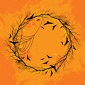 Vector Halloween wreath orange background Royalty Free Stock Photo