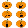Vector halloweens pumpkin set illustration icons.