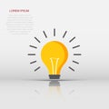 Vector halogen lightbulb icon in flat style. Light bulb sign illustration pictogram. Idea business concept