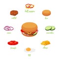 Vector hamburger menu with different ingredients. Burger constructor Royalty Free Stock Photo