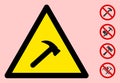 Vector Hammer Warning Triangle Sign Icon