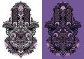 Vector  hamsa with ethnic ornaments Royalty Free Stock Photo