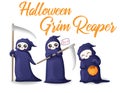 Vector Halloween cute Grim Reaper collection